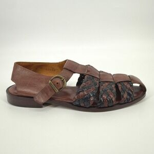 Bruno Magli Boris Fisherman Sandals Womens 9 Brown Woven Leather Italy